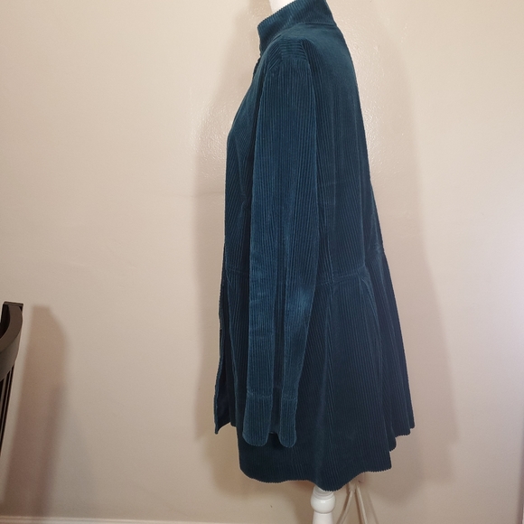 J Jill Corduroy Cotton Teal Long Jacket XL - Picture 5 of 9